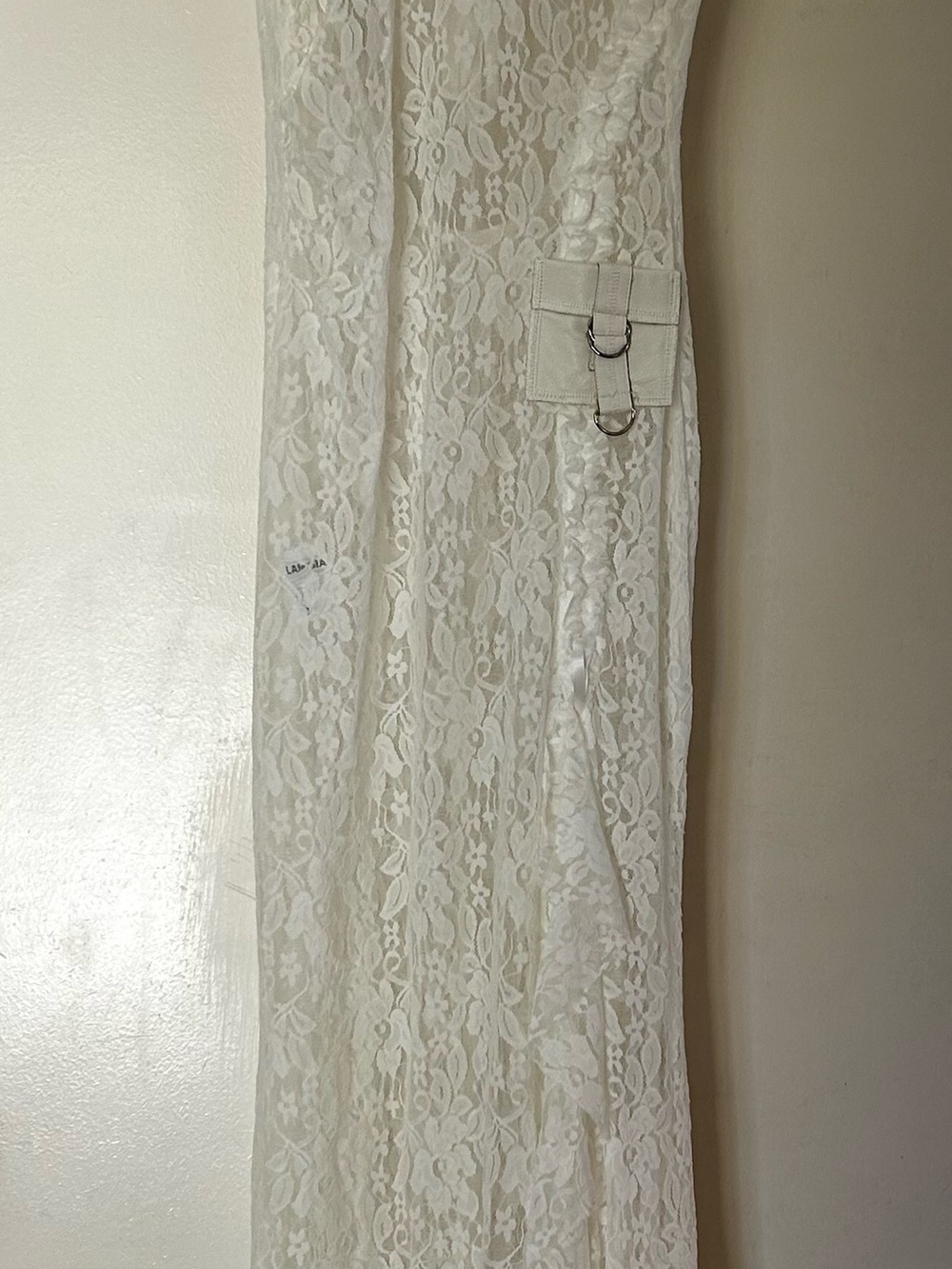 Lace Maxi Skirt with Buckle Detail - White